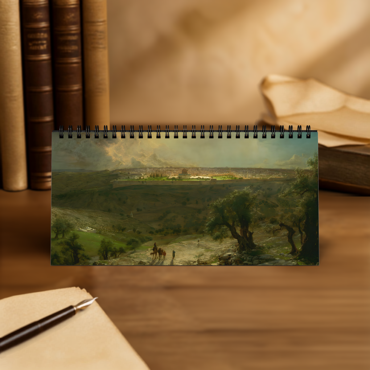 2027 Scenic Landscape Desktop Calendar (Grid Layout)