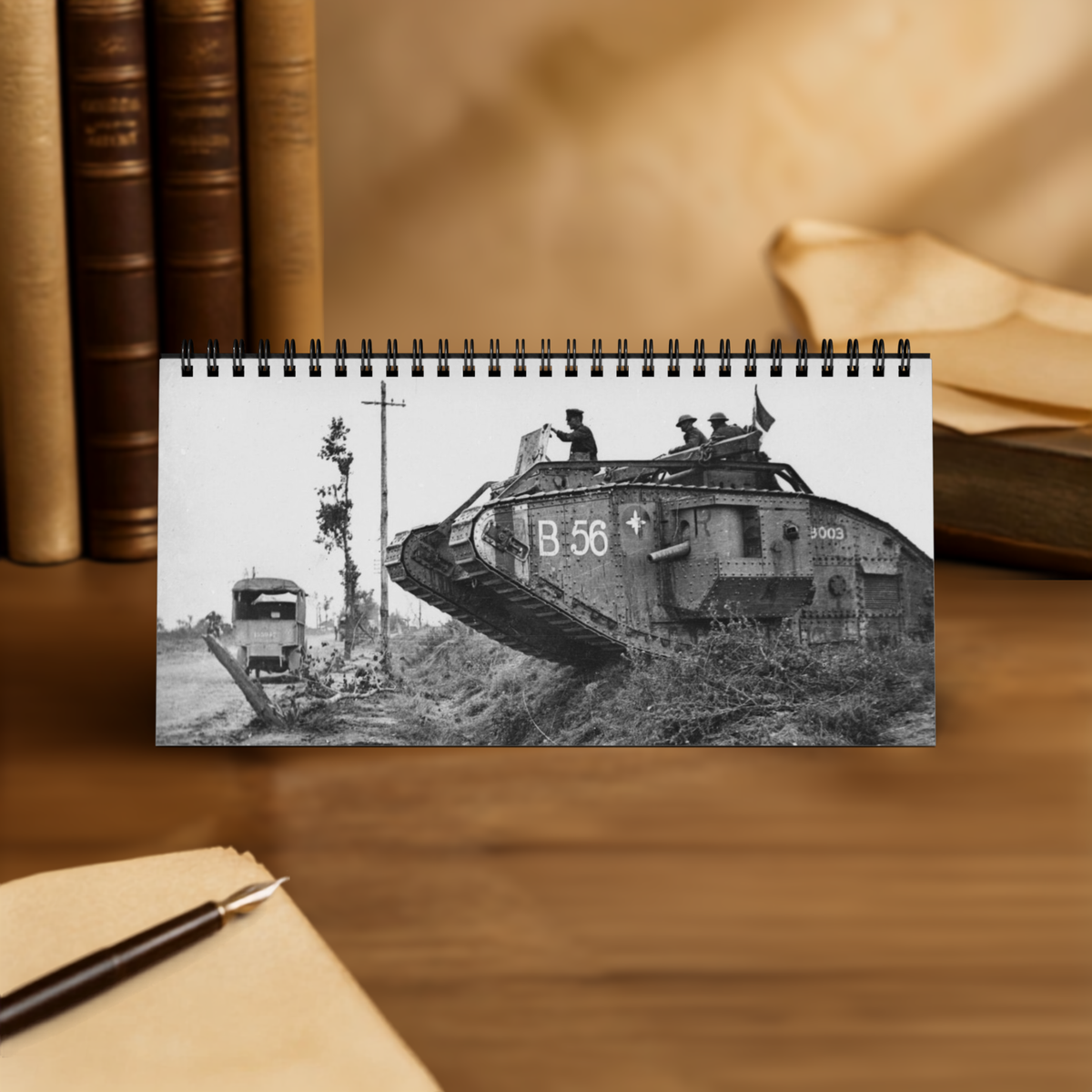 War History Desktop Calendar 2027 — World War I Vintage Photo Grid Calendar