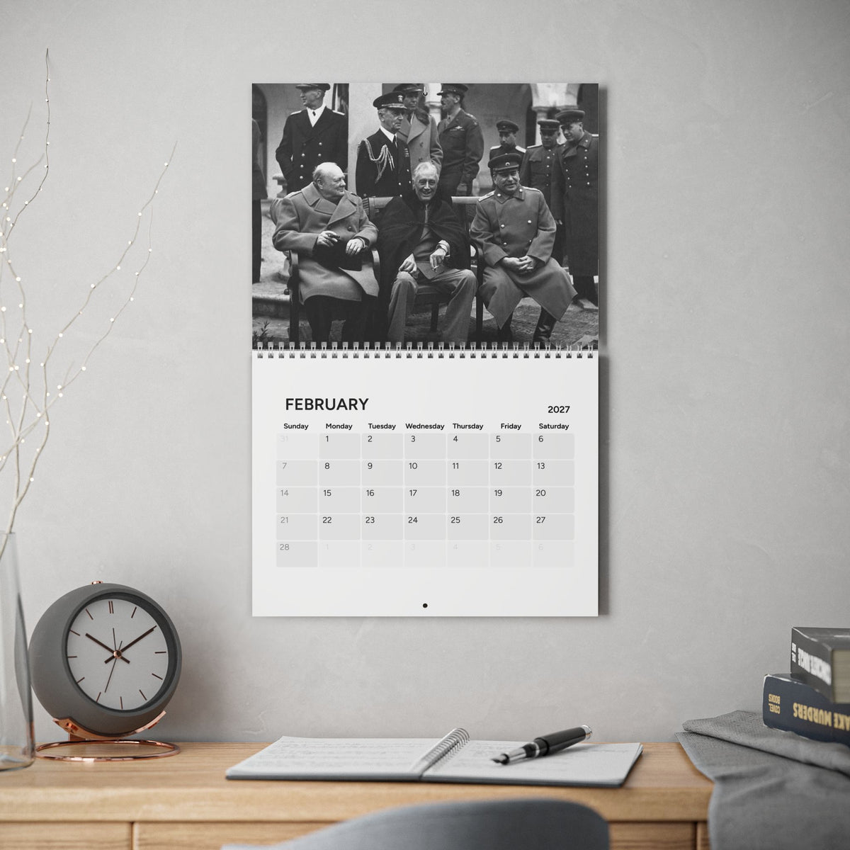 Historical WWII Photo Wall Calendar 2027 — Black & White Military History Calendar