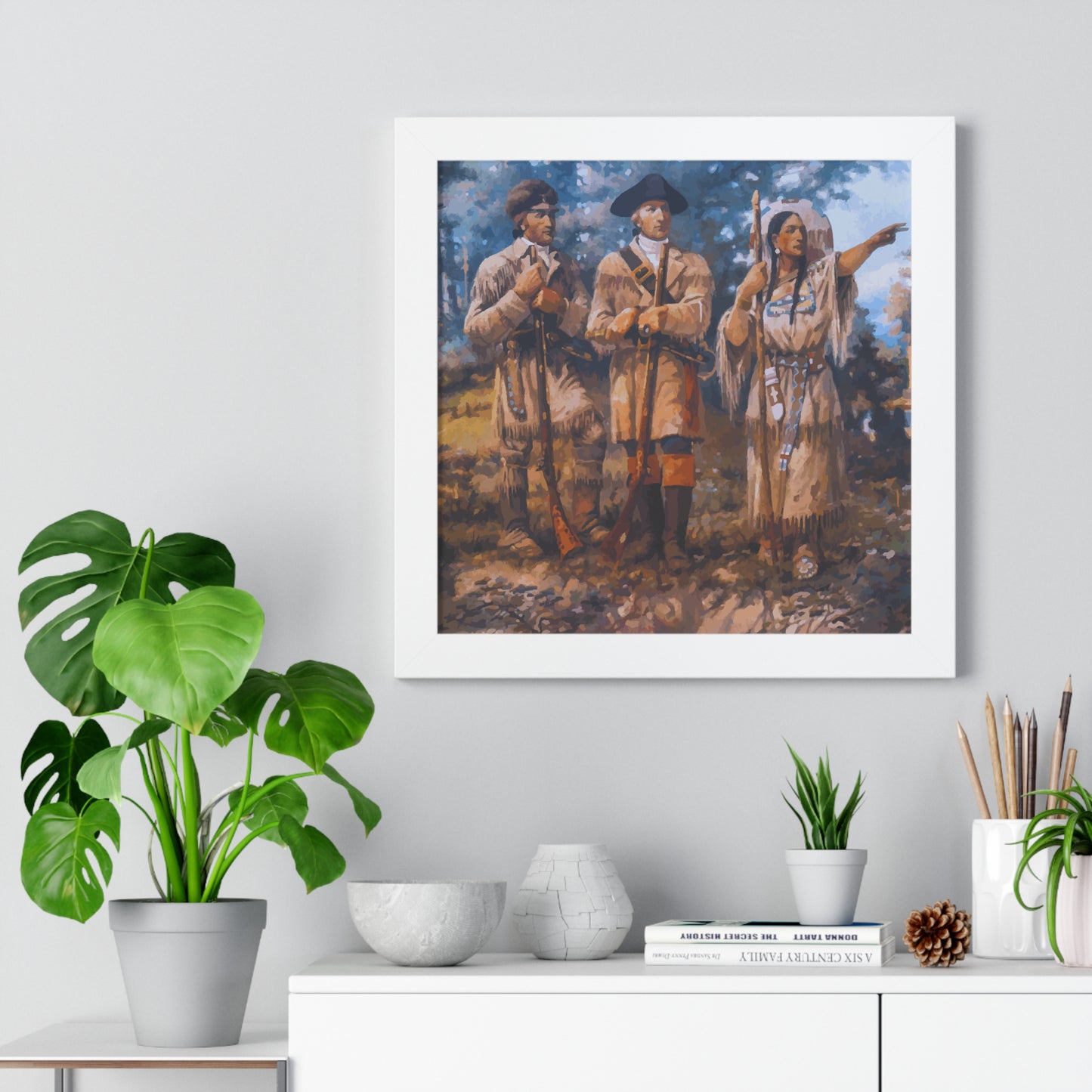 Meriwether Lewis, William Clark, and Sacagawea Framed Painting Poster