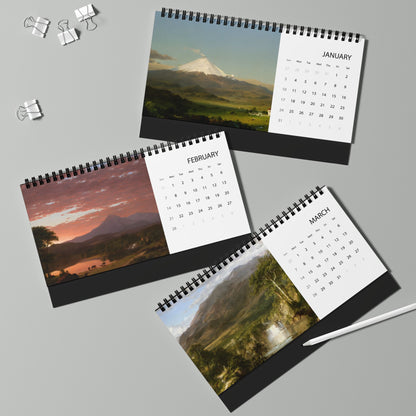 2027 Scenic Landscape Desktop Calendar (Grid Layout)