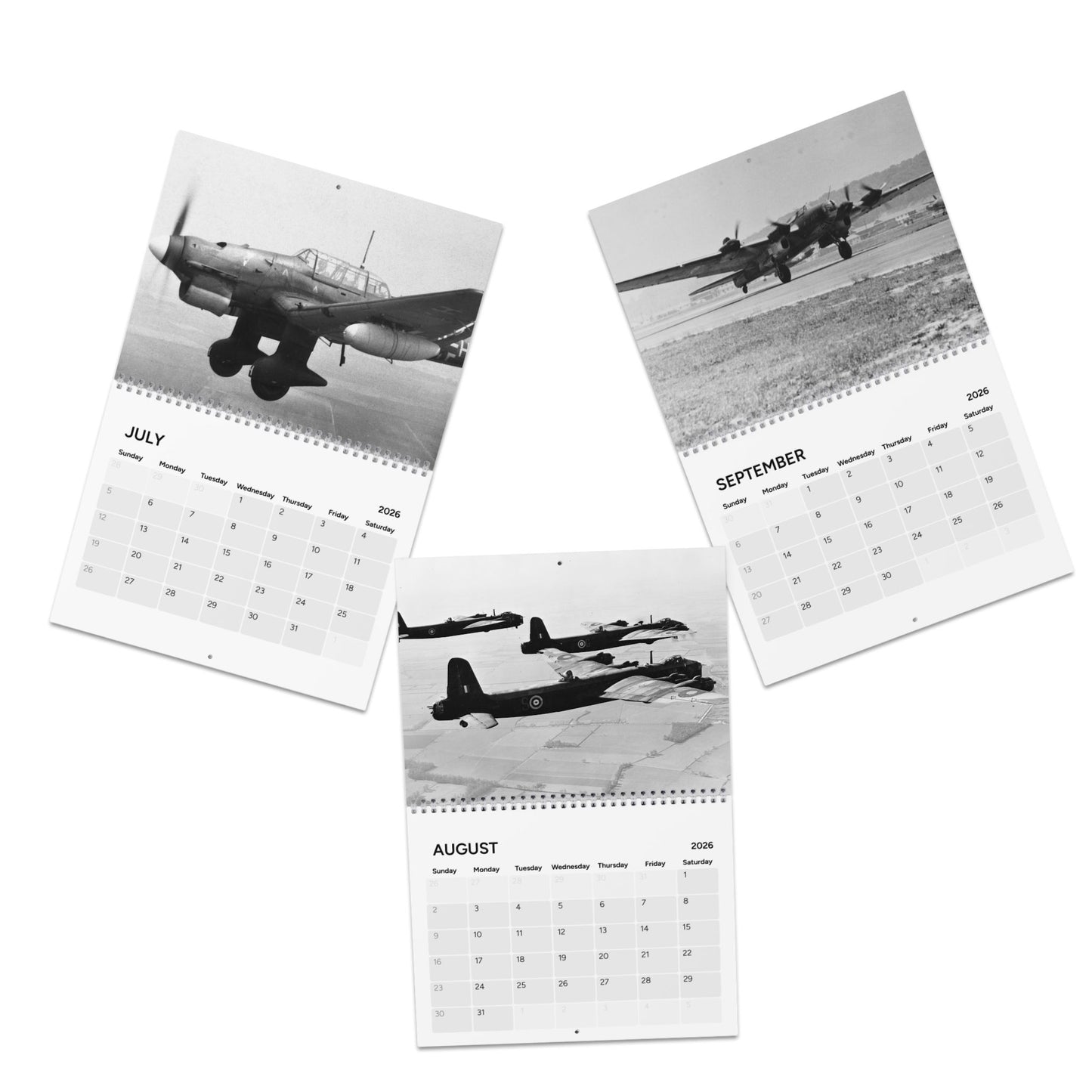 Vintage World War 2 Bomber 2026 (Grid Style) Calendar