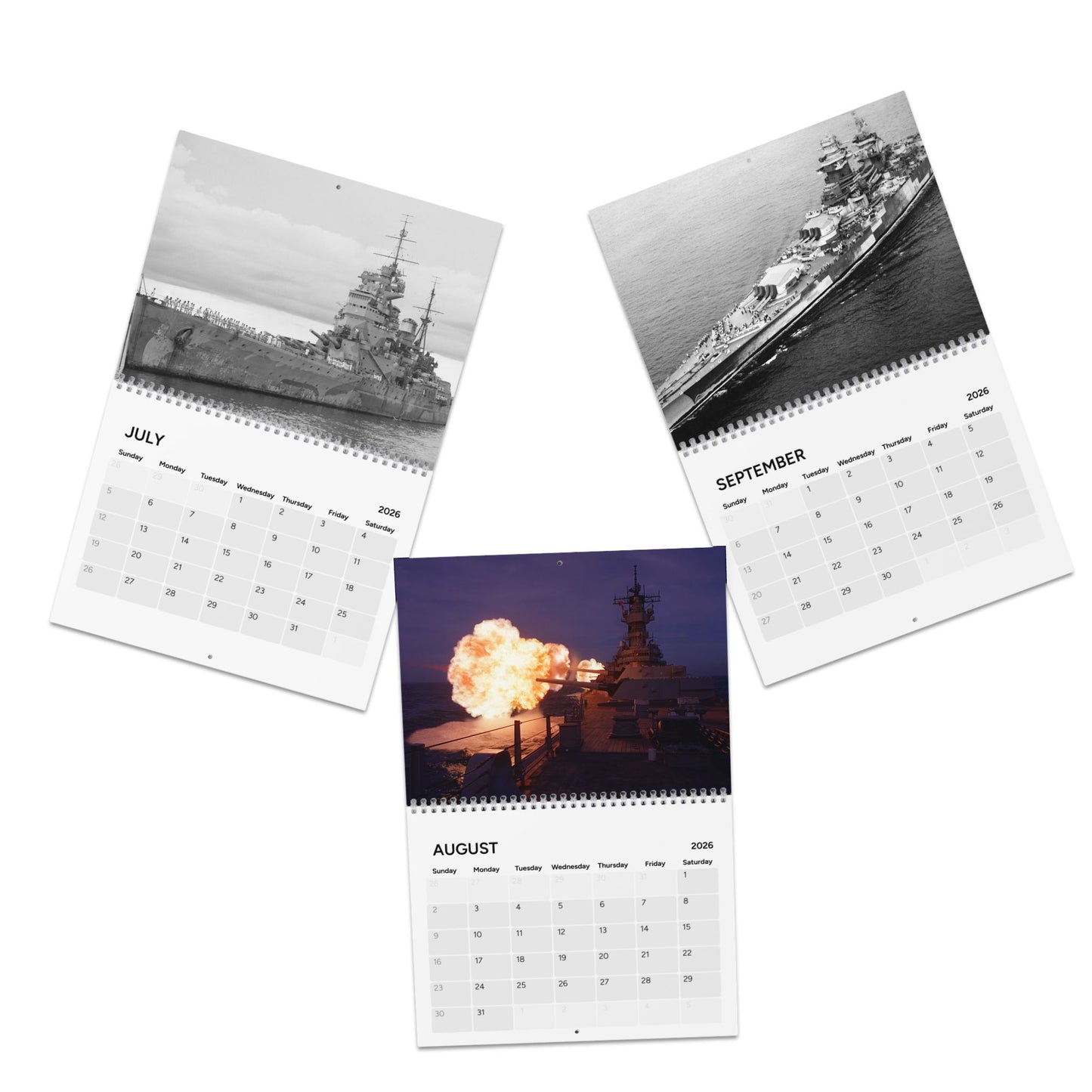 Vintage World War 2 Battleship (Grid Style) 2026 Calendar
