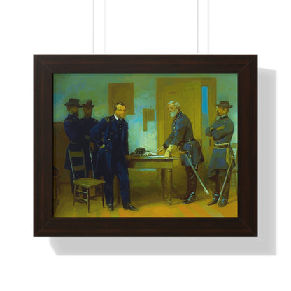 Robert E. Lee Surrenders at Appomattox to General Grant Framed Painting Poster