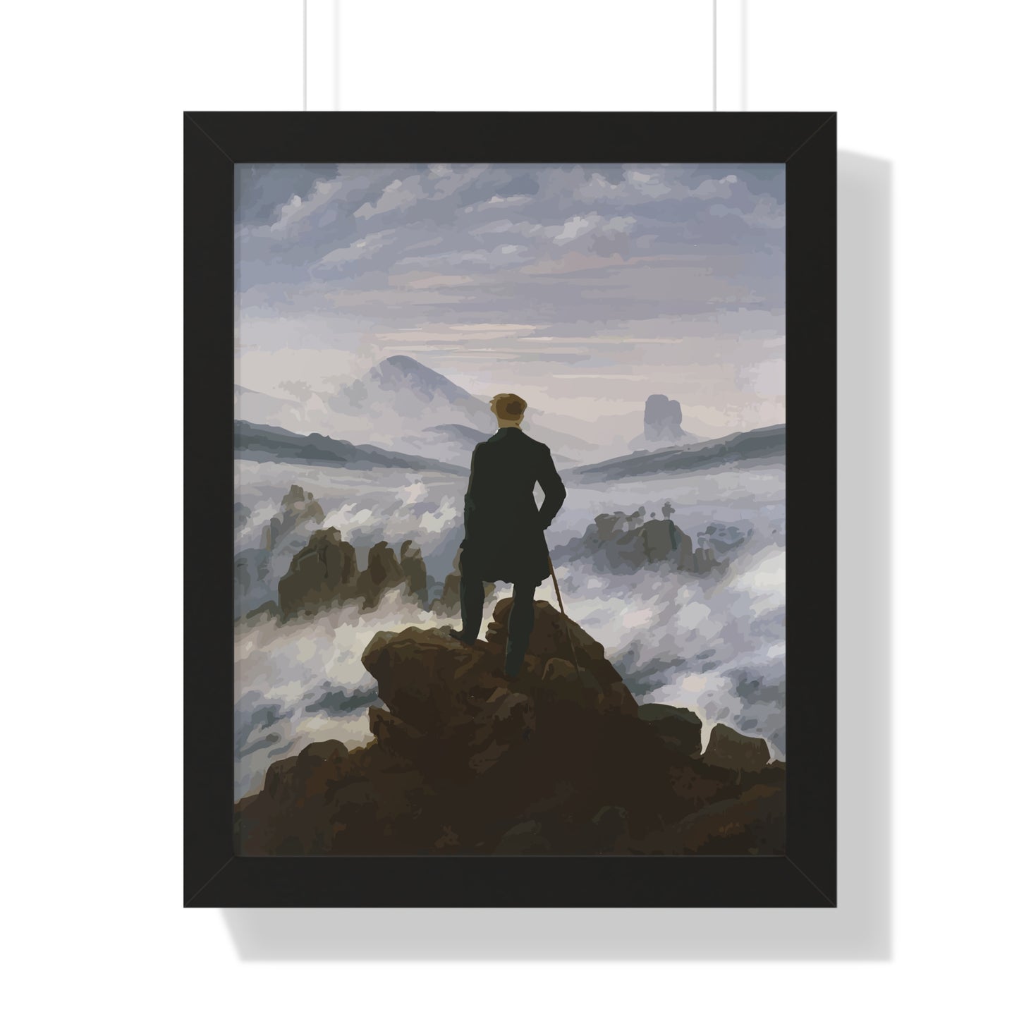 Historical Wanderer above the Fog Framed Painting Framed