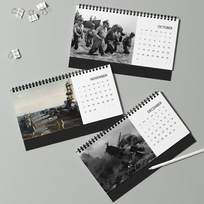 2027 WWII History Desktop Calendar — Grid Monthly Planner
