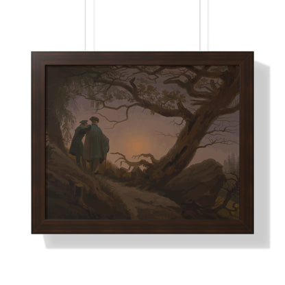 Historical Two Men Contemplating the Moon Framed Painting Poster