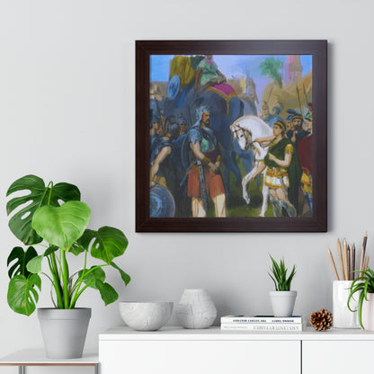 King Porus Surrender to Alexander the Great Framed Painting Poster