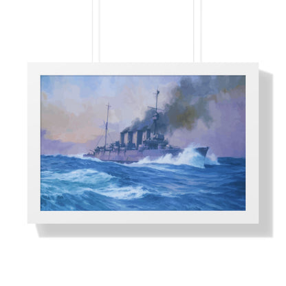 HMS Southampton at the Battle of Jutland Framed Painting Poster