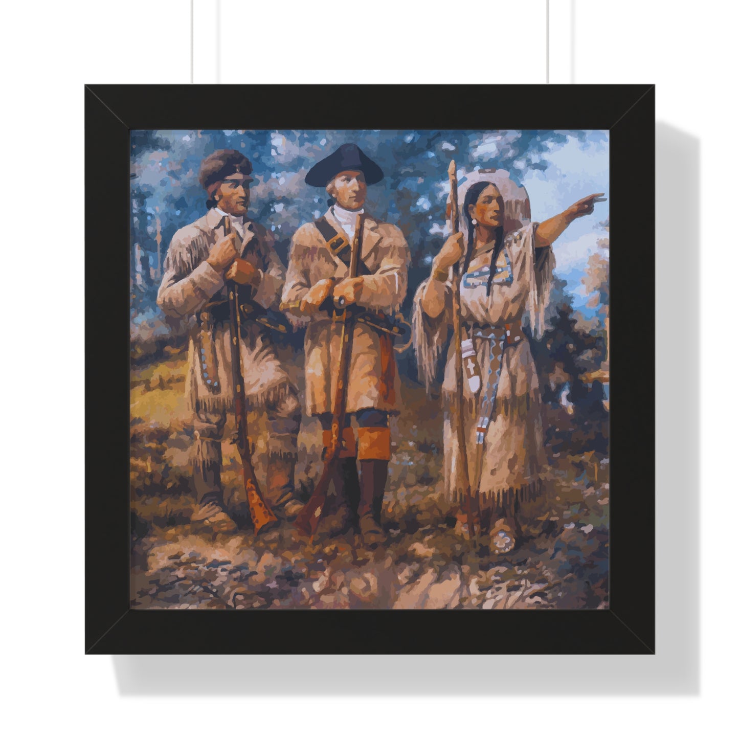 Meriwether Lewis, William Clark, and Sacagawea Framed Painting Poster