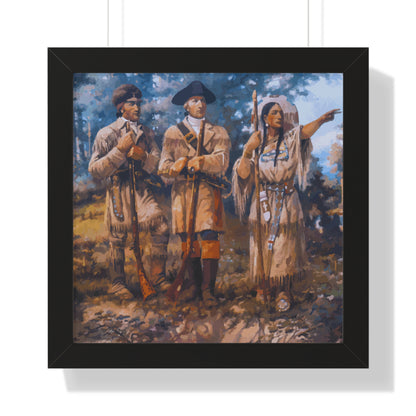 Meriwether Lewis, William Clark, and Sacagawea Framed Painting Poster