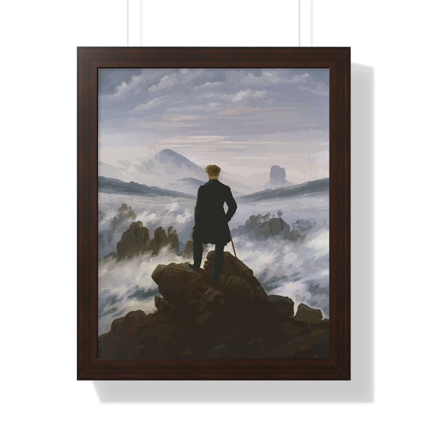 Historical Wanderer above the Fog Framed Painting Framed