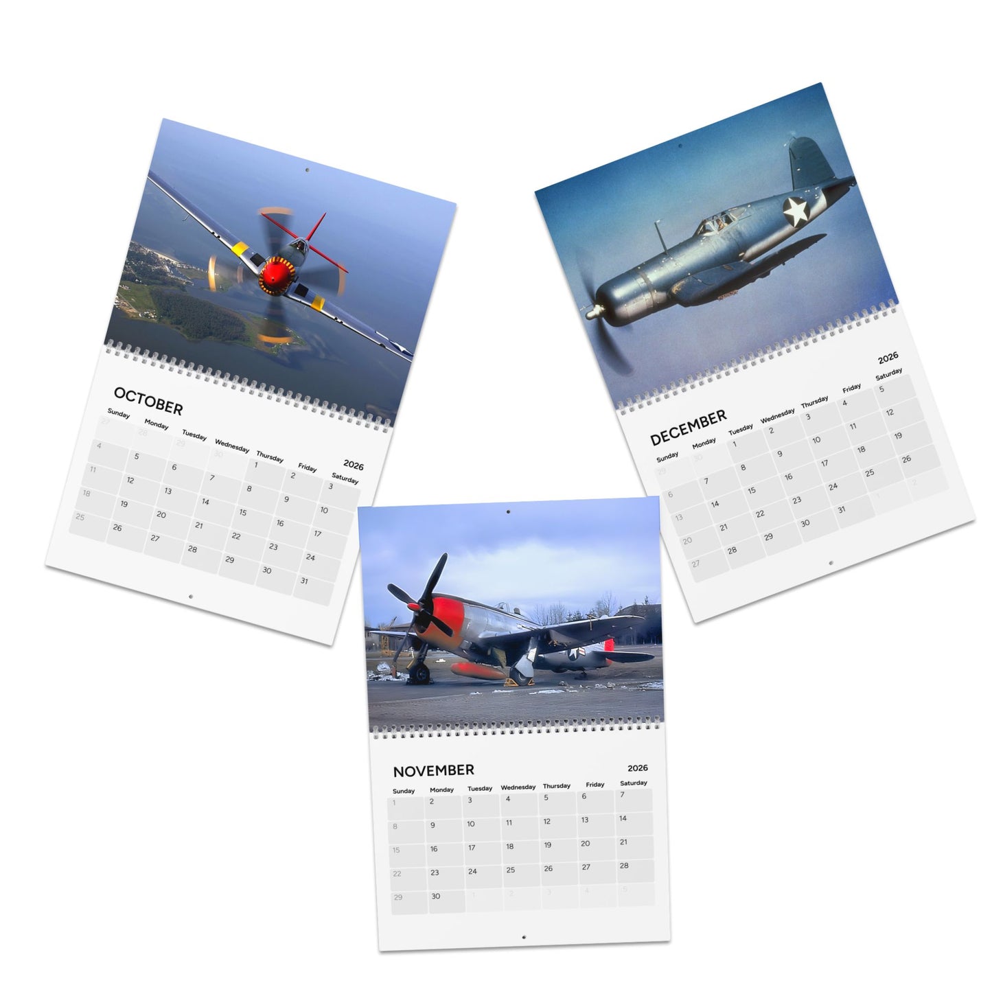 Vintage World War 2 Aircraft 2026 (Grid Style) Calendar