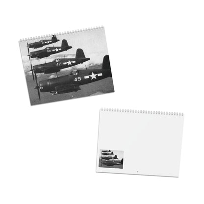 Vintage World War 2 Black and White Aircraft 2026 (Grid Style) Calendar