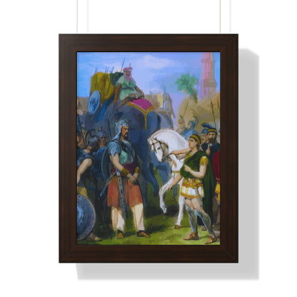 King Porus Surrender to Alexander the Great Framed Painting Poster