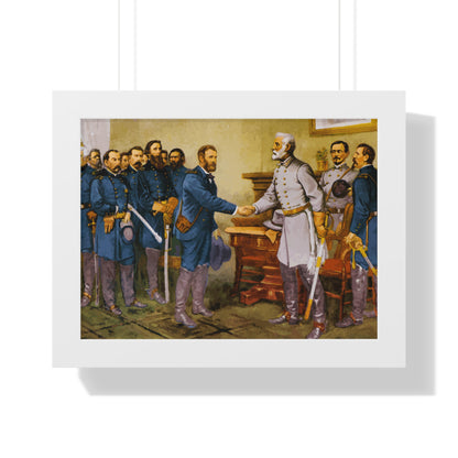 General Robert E. Lee surrenders at Appomattox Court House Framed Painting Poster