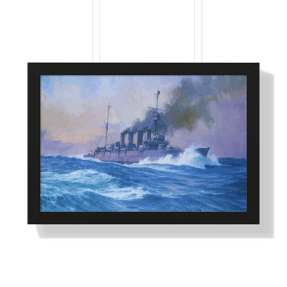 HMS Southampton at the Battle of Jutland Framed Painting Poster