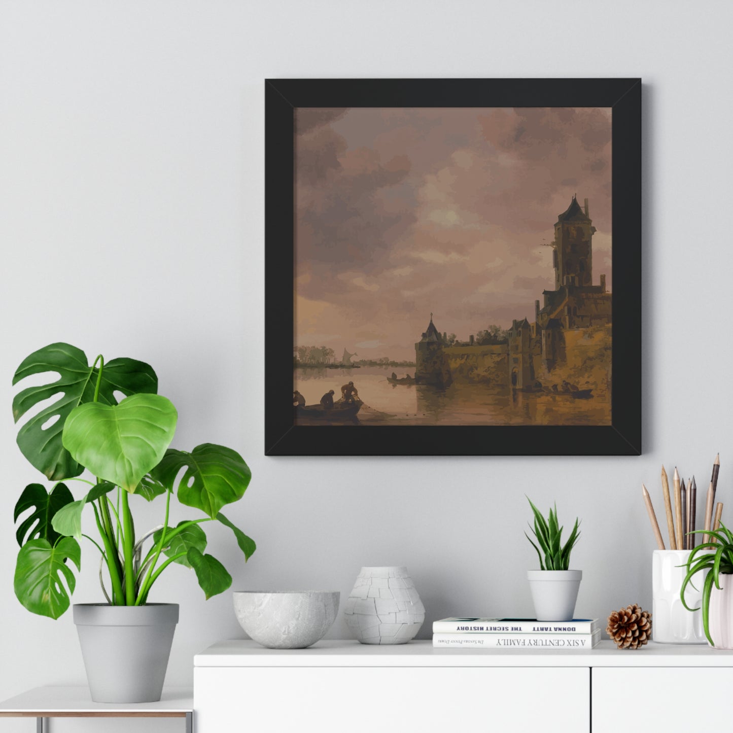 Castle by the Lake Framed Painting Poster