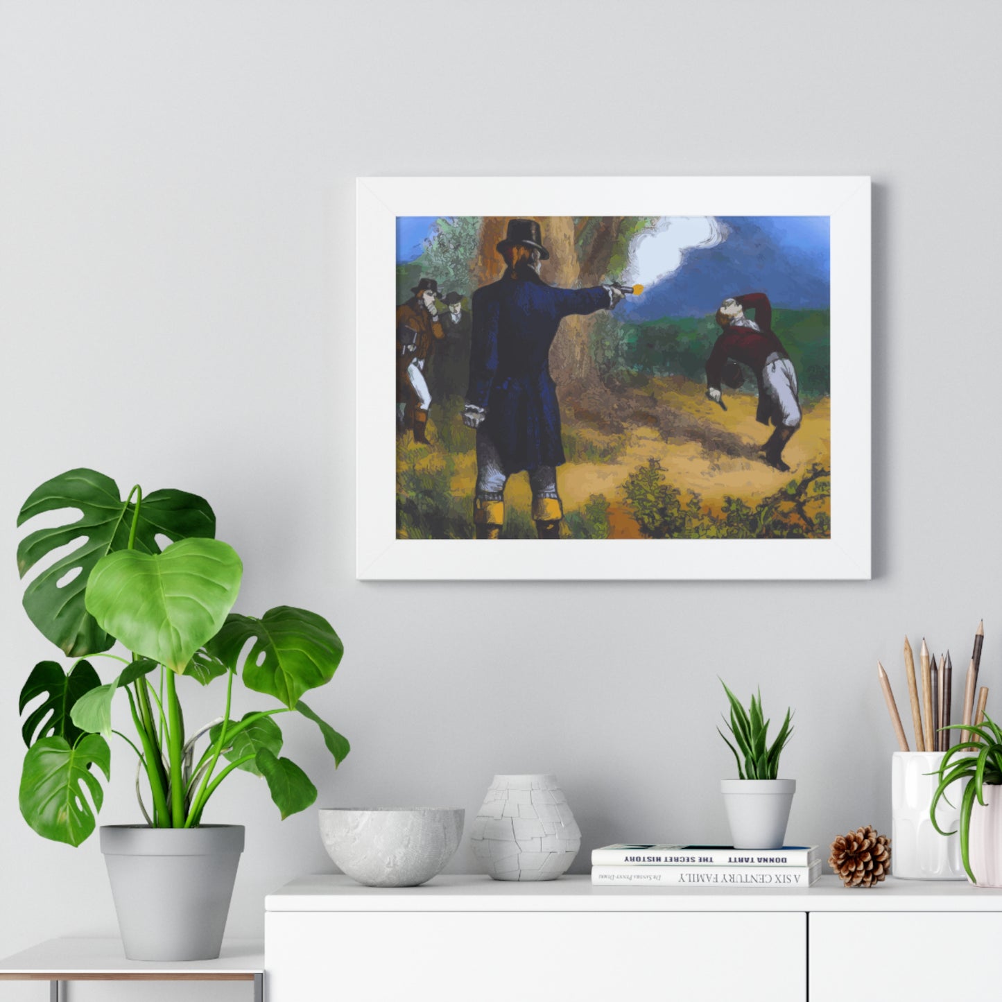 Alexander Hamilton Aaron Burr Duel Framed Painting Poster