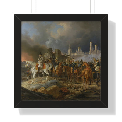 Napoleon Bonaparte in Burning Moscow Framed Painting Poster