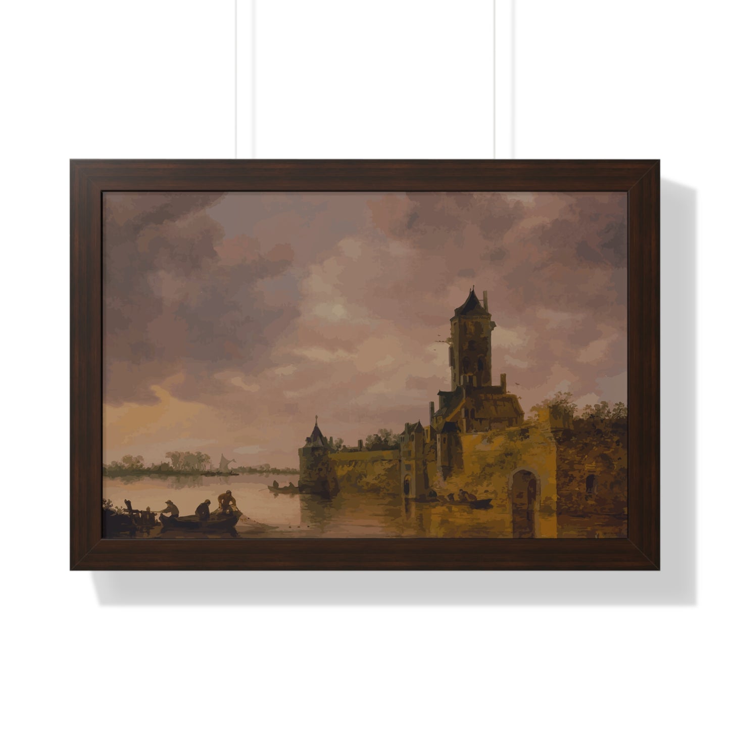 Castle by the Lake Framed Painting Poster