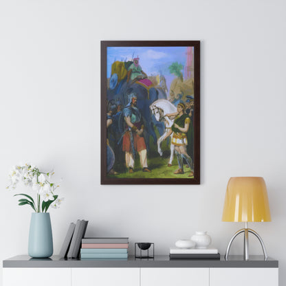 King Porus Surrender to Alexander the Great Framed Painting Poster