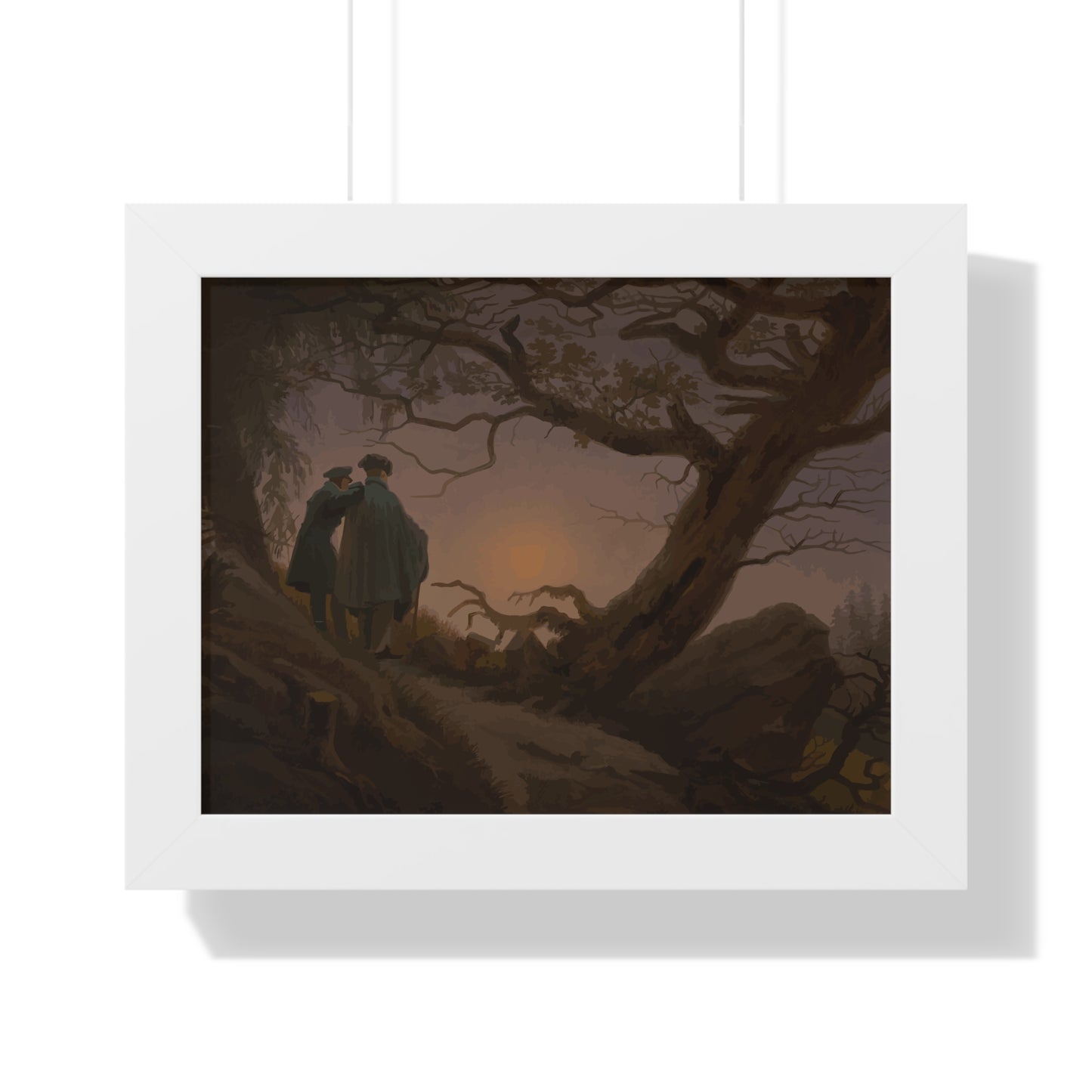 Historical Two Men Contemplating the Moon Framed Painting Poster