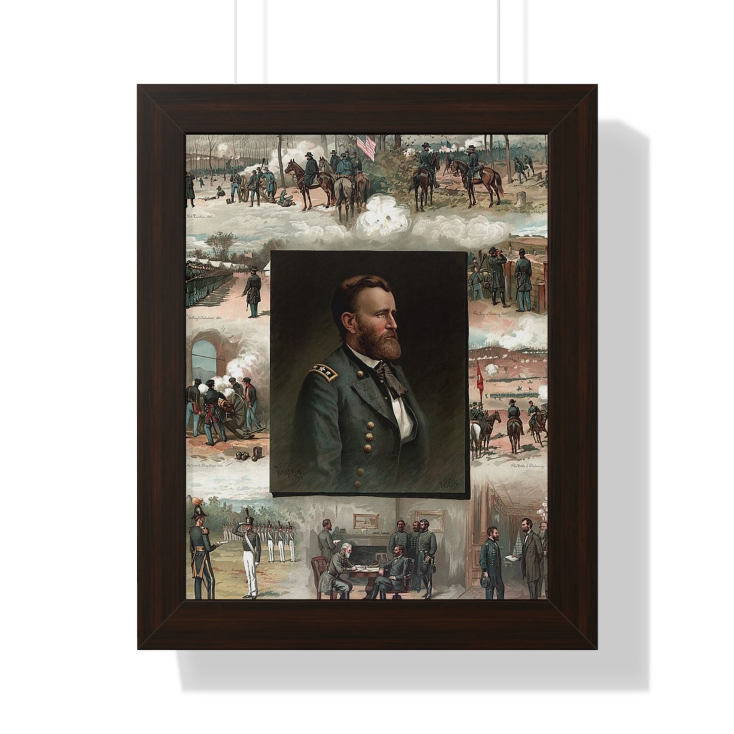 Historical Ulysses S. Grant from West Point to Appomattox Framed Painting Poster