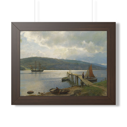 The Jetty at Feste near Moss Framed Print | Hans Gude
