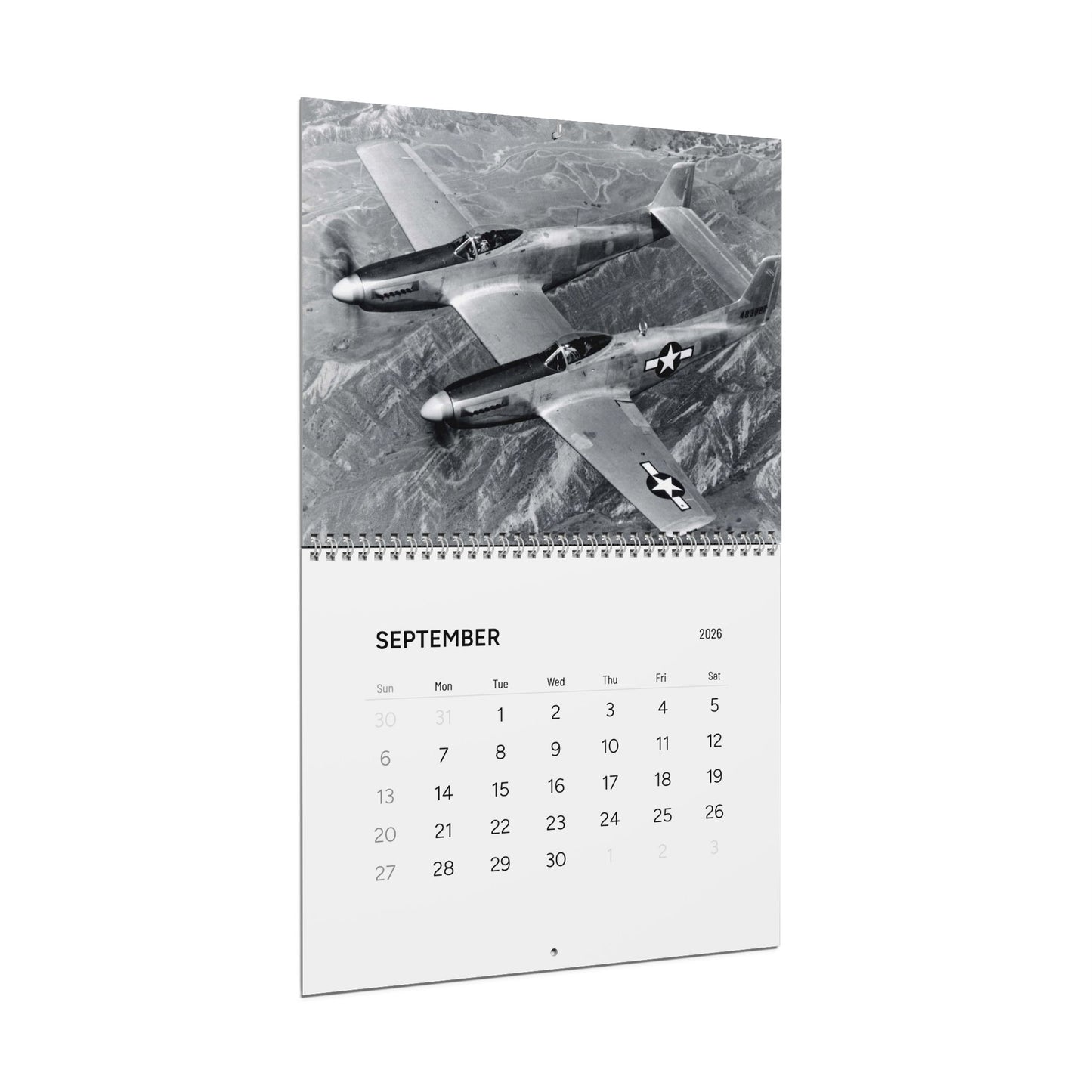 Vintage Black and White World War 2 Aircraft Calendar