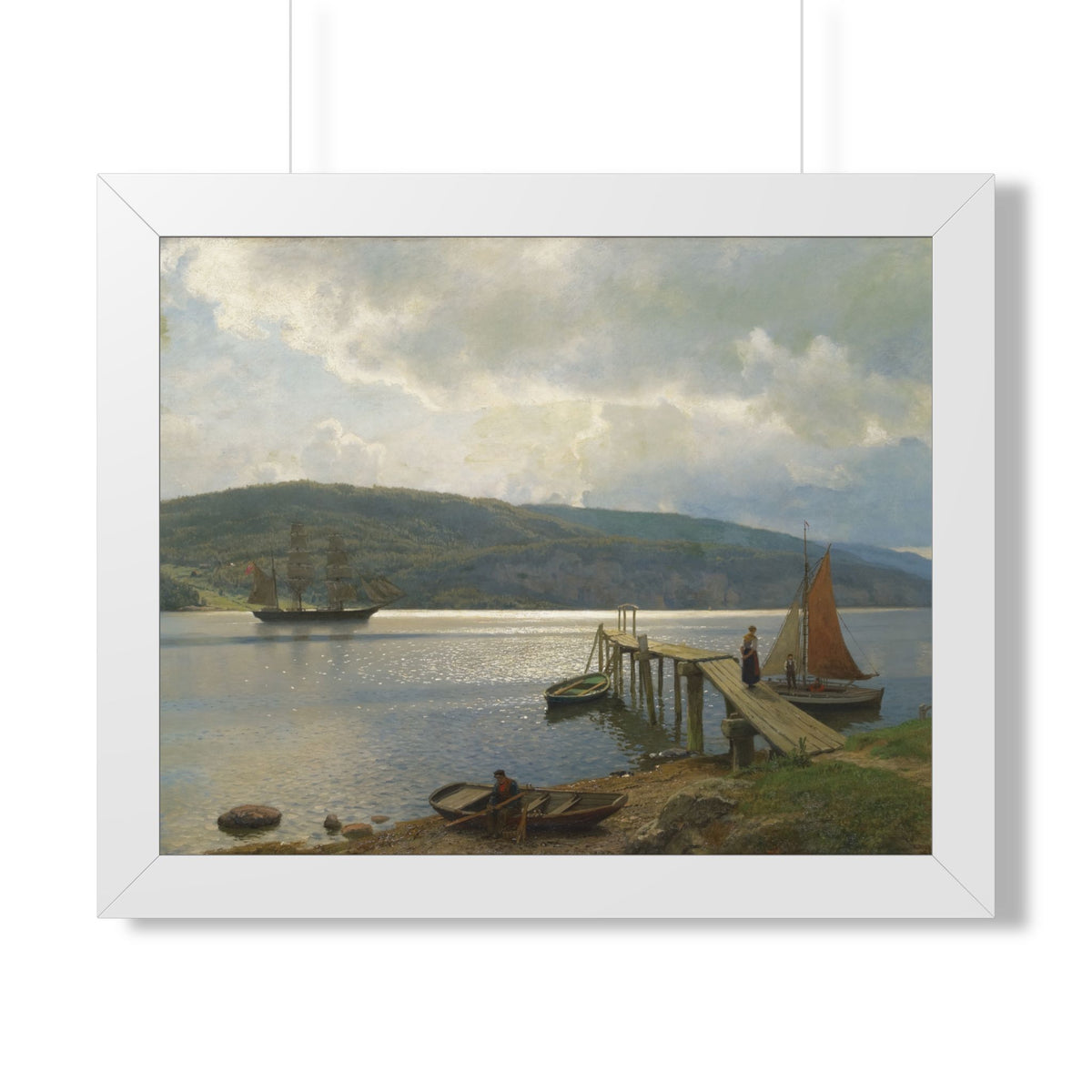 The Jetty at Feste near Moss Framed Print | Hans Gude