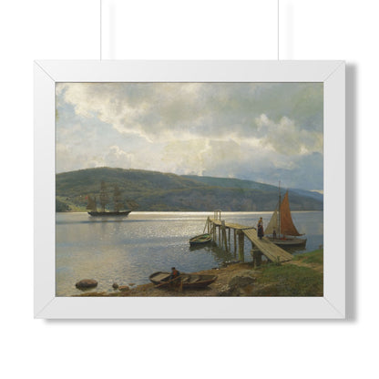 The Jetty at Feste near Moss Framed Print | Hans Gude