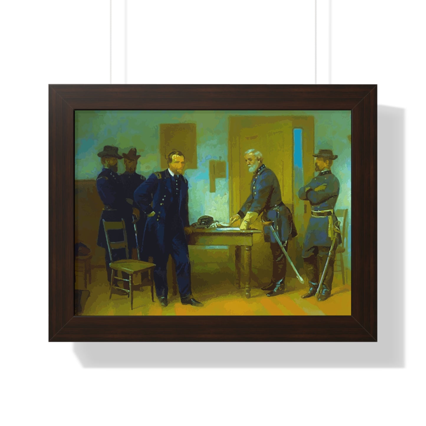 Robert E. Lee Surrenders at Appomattox to General Grant Framed Painting Poster