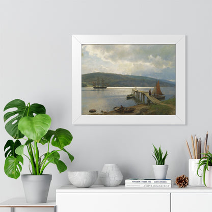 The Jetty at Feste near Moss Framed Print | Hans Gude