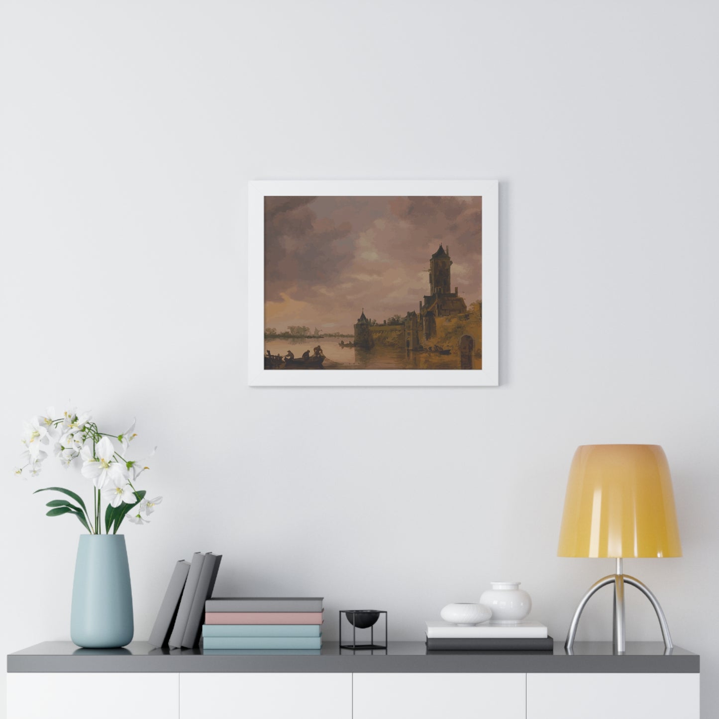 Castle by the Lake Framed Painting Poster