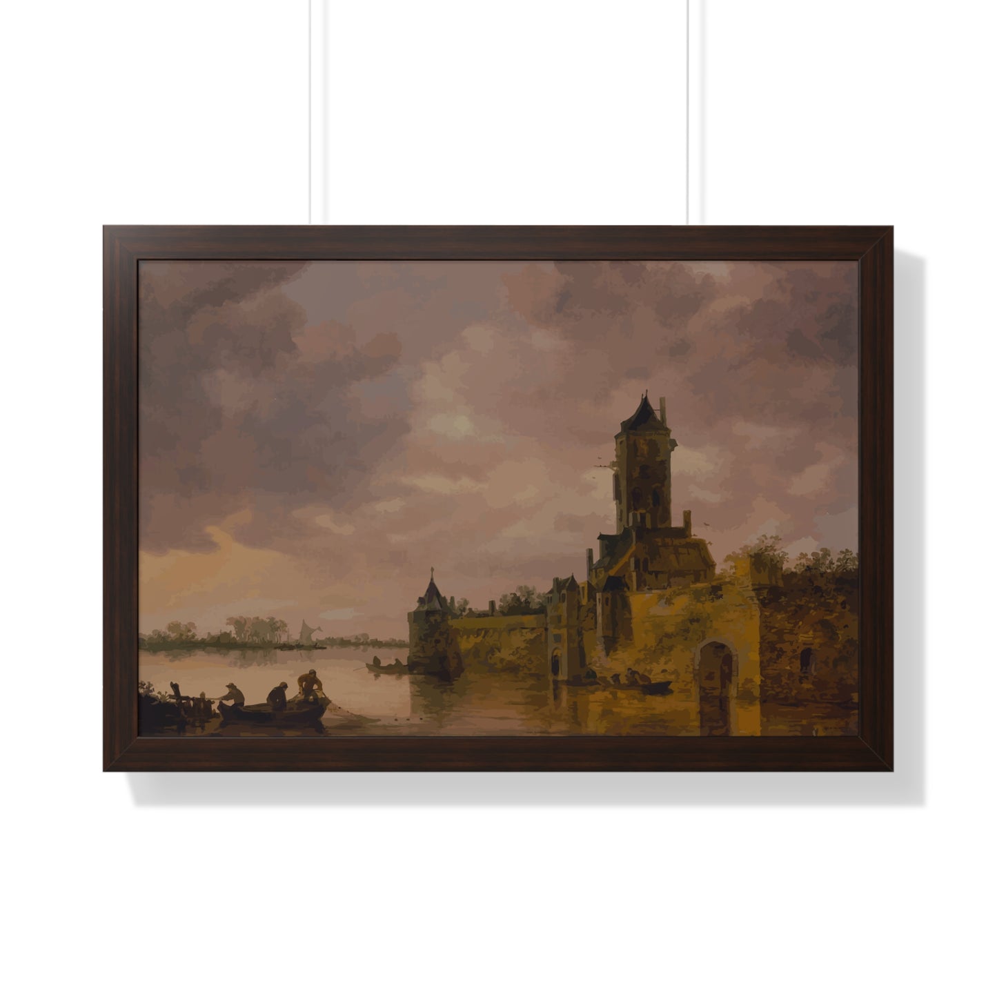 Castle by the Lake Framed Painting Poster