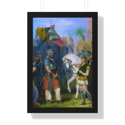 King Porus Surrender to Alexander the Great Framed Painting Poster