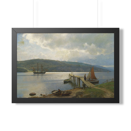The Jetty at Feste near Moss Framed Print | Hans Gude