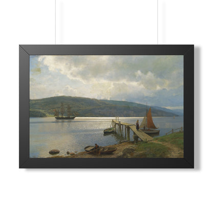 The Jetty at Feste near Moss Framed Print | Hans Gude