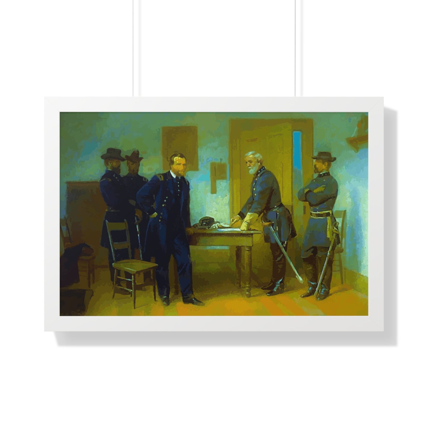 Robert E. Lee Surrenders at Appomattox to General Grant Framed Painting Poster