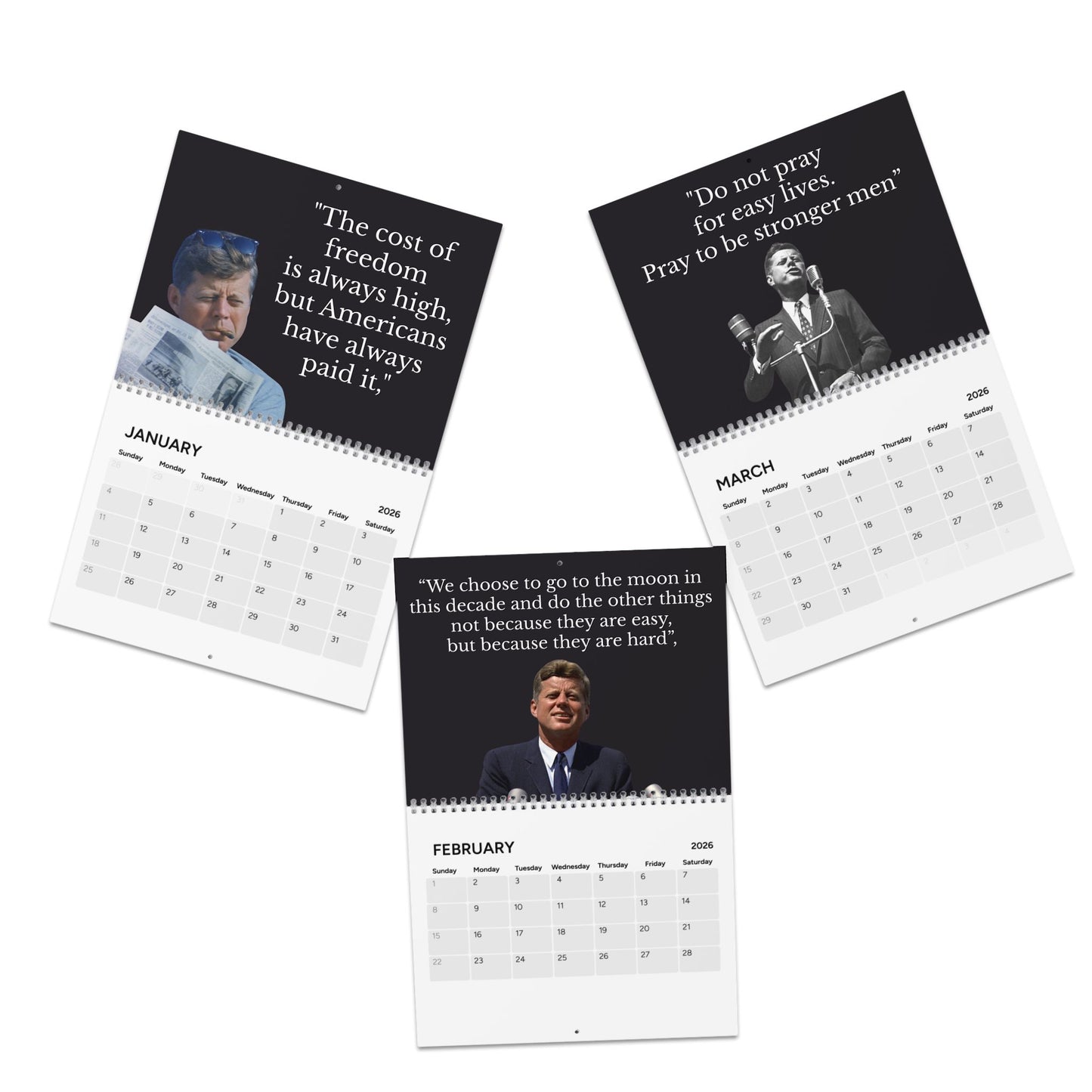 President John F. Kennedy Quote (Grid Style) 2026 Calendar