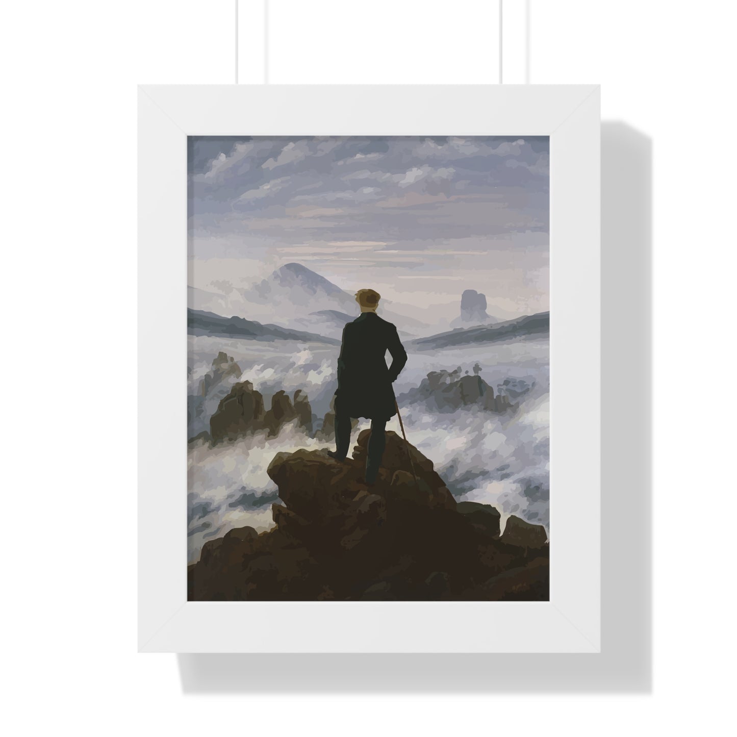 Historical Wanderer above the Fog Framed Painting Framed