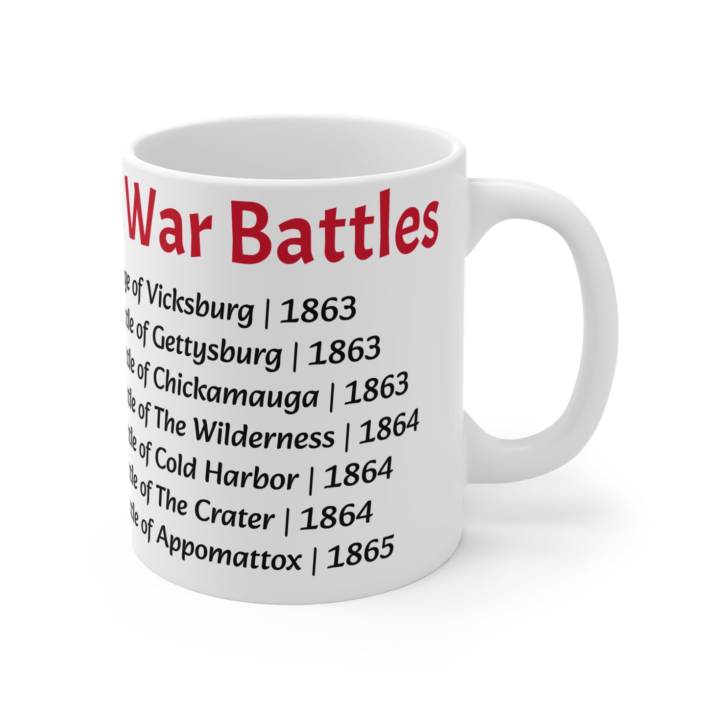 Civil War History Mug with Battle Dates for History Enthusiasts