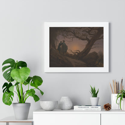 Historical Two Men Contemplating the Moon Framed Painting Poster