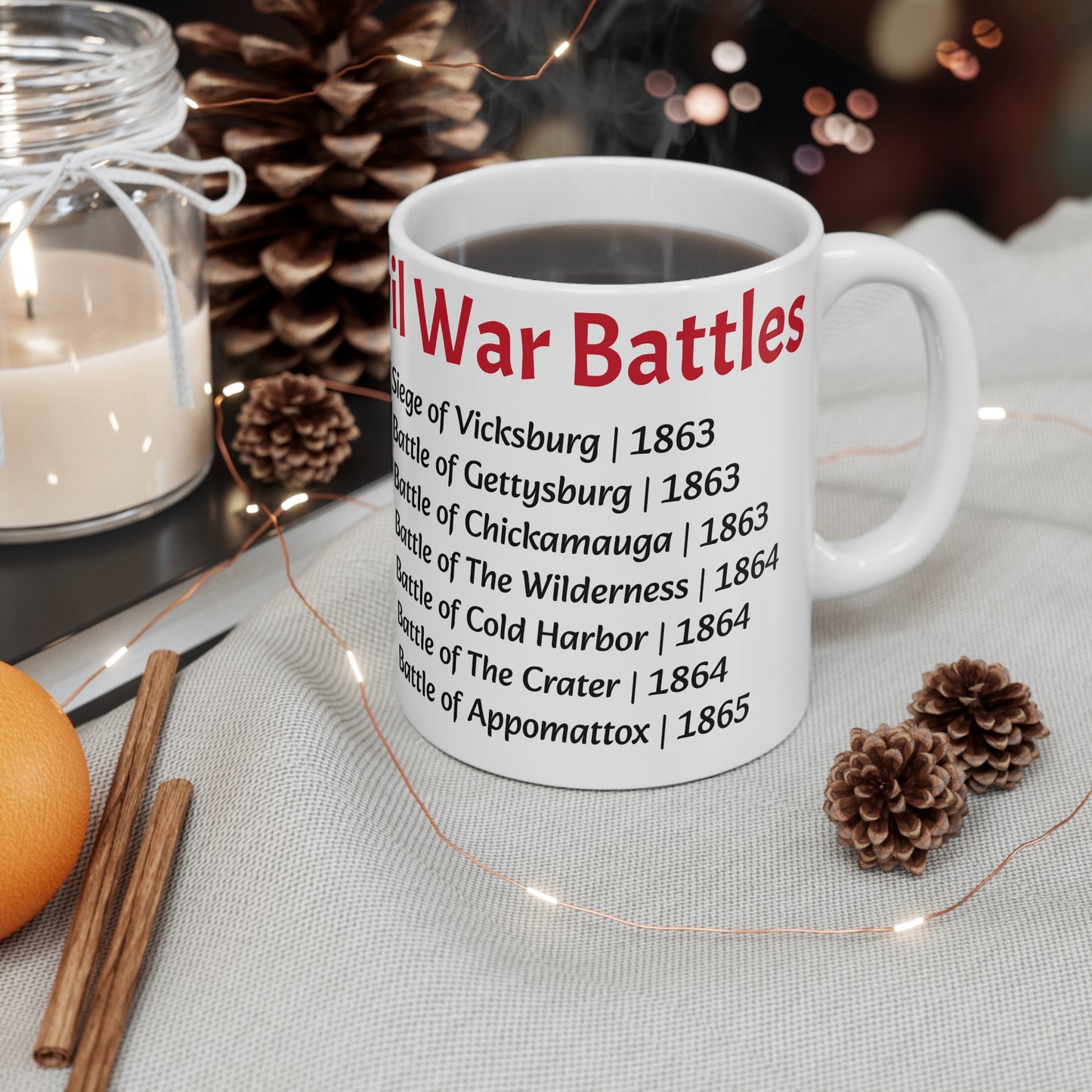 Civil War History Mug with Battle Dates for History Enthusiasts