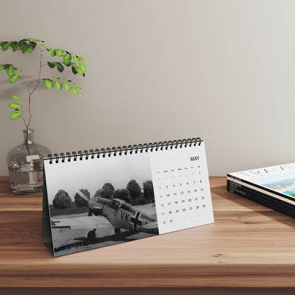 Vintage WW2 Black & White Aircraft 2027 Desktop Calendar