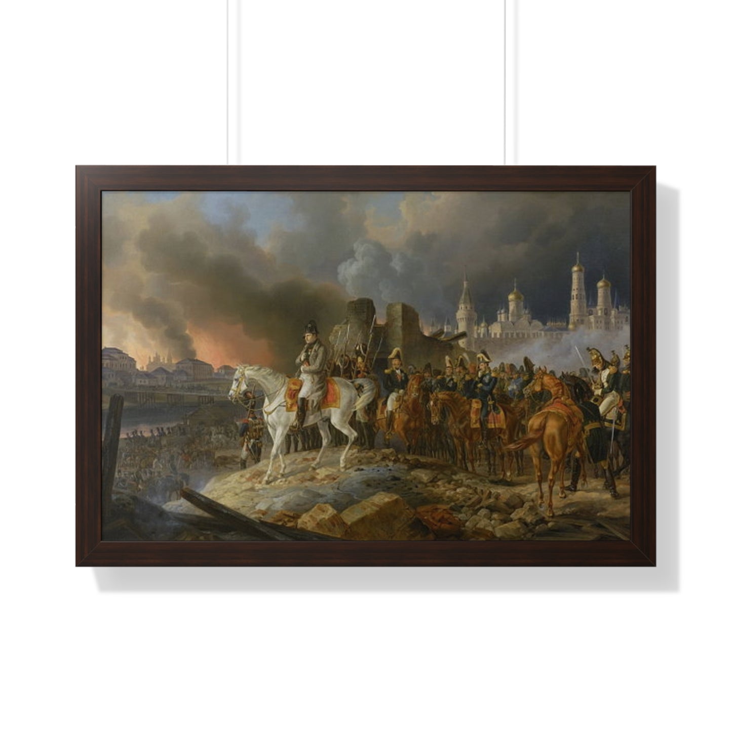 Napoleon Bonaparte in Burning Moscow Framed Painting Poster