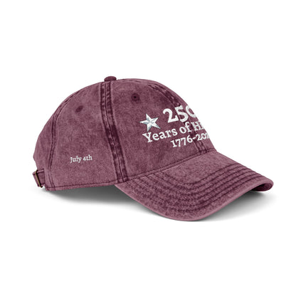 250 Years of History 1776-2026  Embroidered Vintage Hat