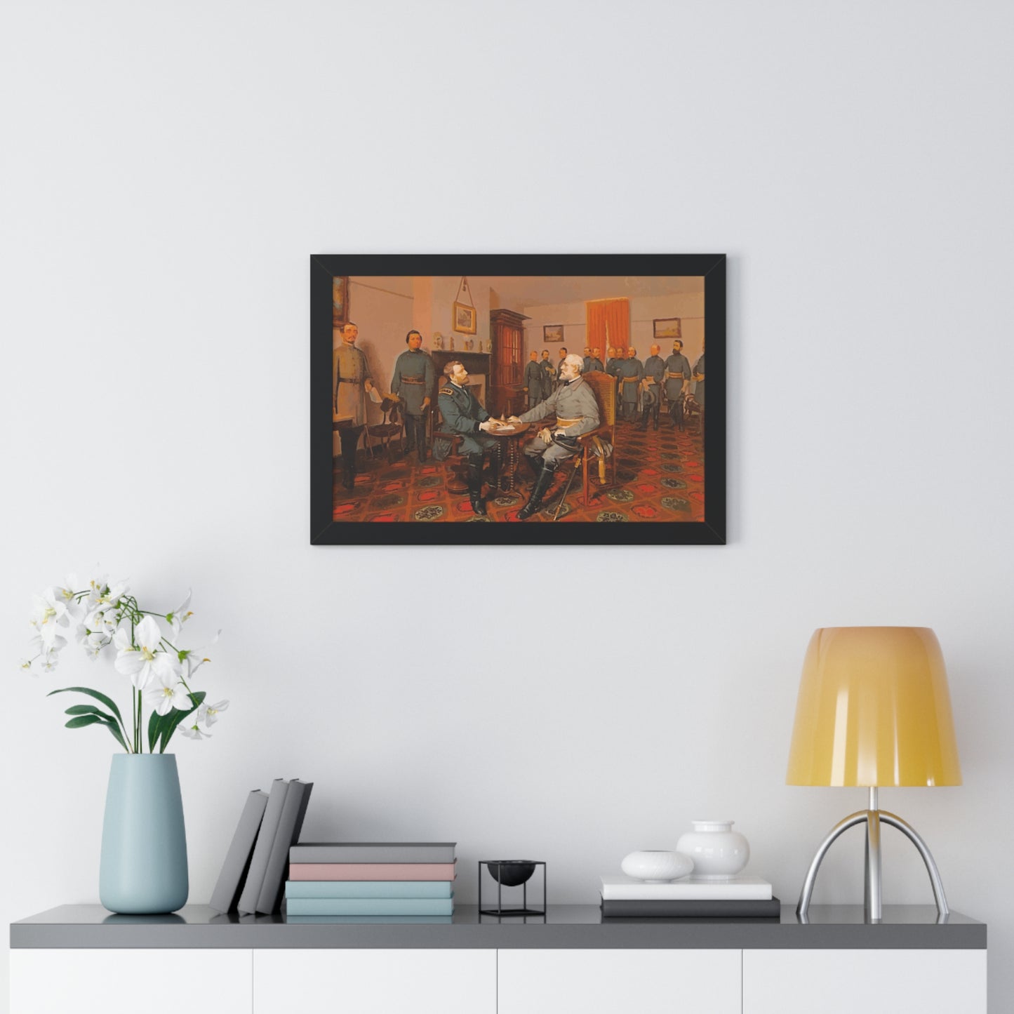 Robert E. Lee's Surrender at Appomattox Framed Painting Poster