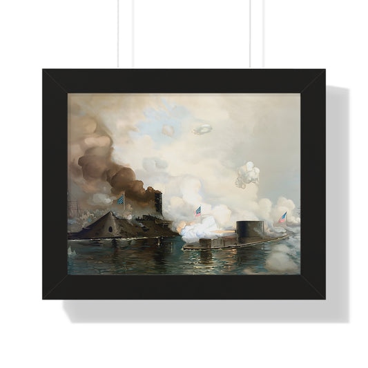CSS Virginia vs USS Monitor | Civil War Ironclad Battle Poster
